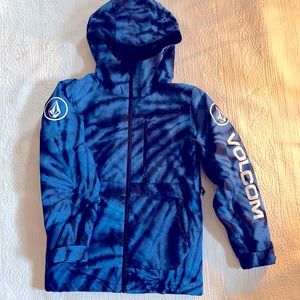 Volcom Boys size 10Y Medium blue hooded Snowboarding coat jacket w/vents/pockets